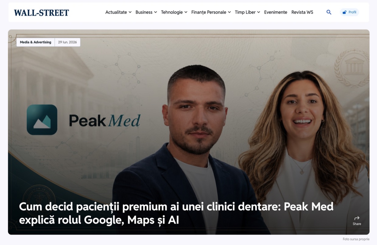 Articol în Wall-Street.ro despre Peak Med